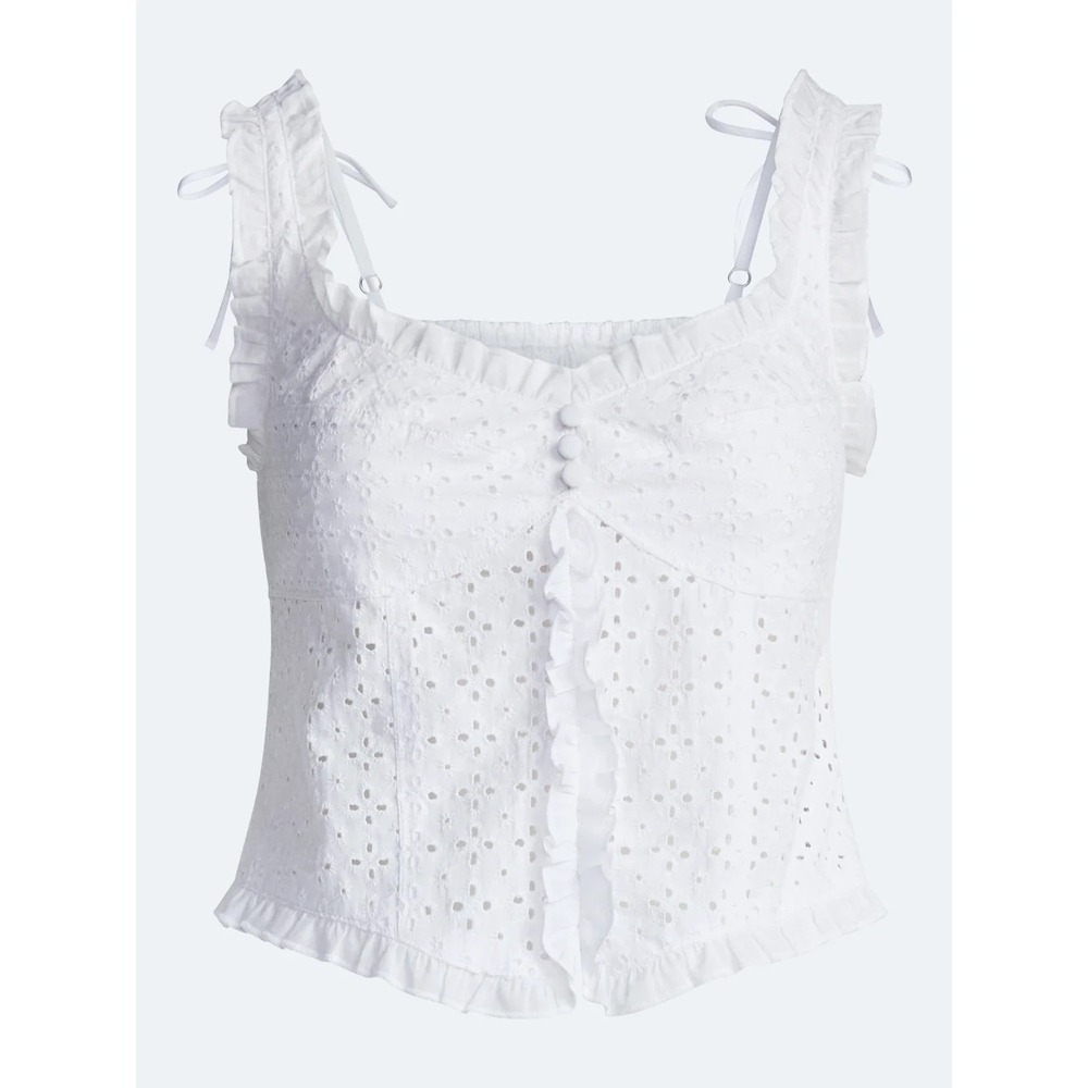 Kacey Lee x Kacey Musgraves Women's Eyelet Top, Bright White, Size XXL - Picture 2 of 7